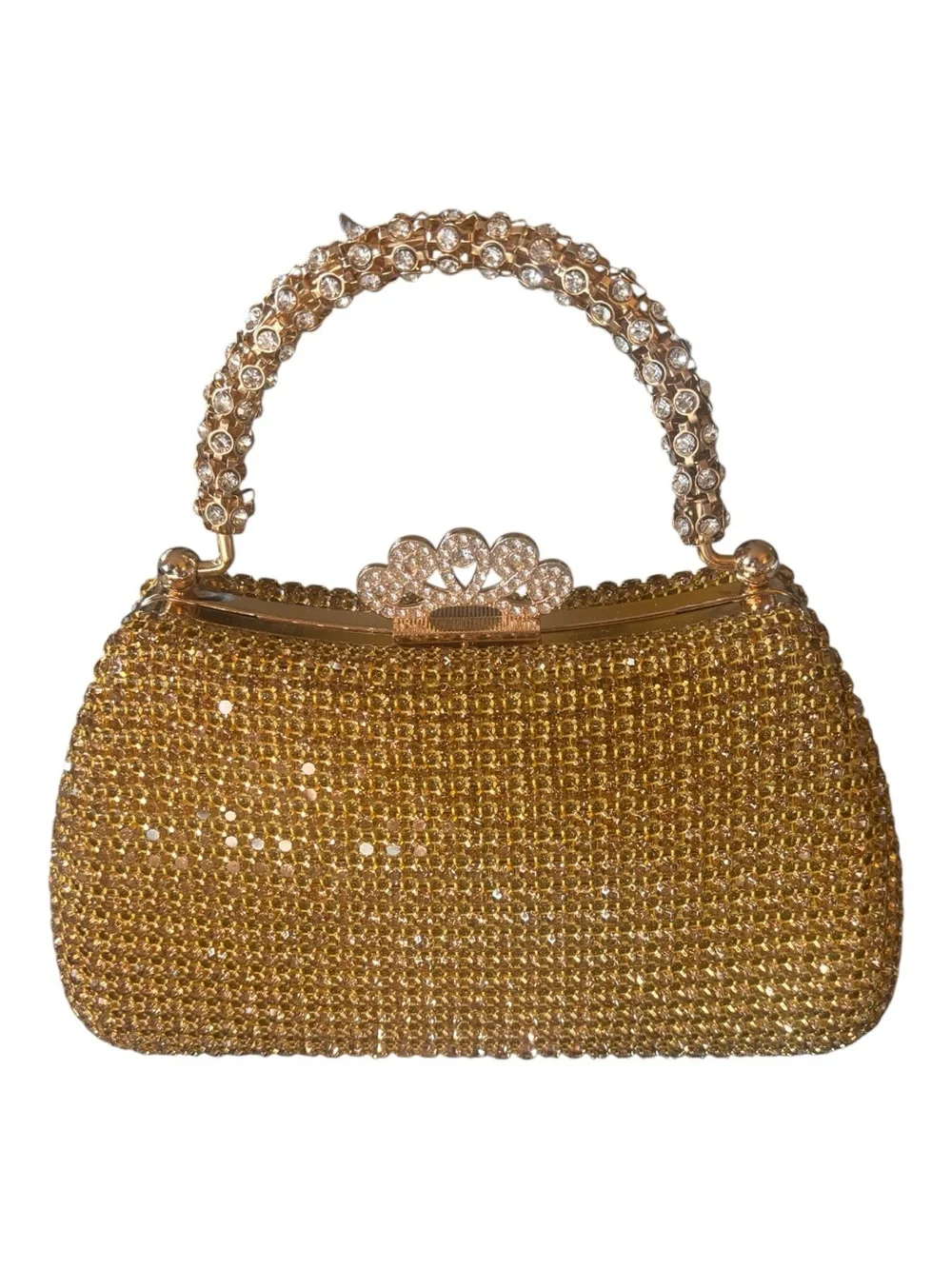 Dreubea Crystal rhinestone -Embellished Gold Evening Clutch and crossbody NWOT